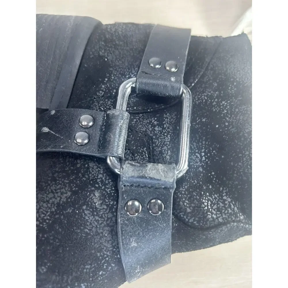 Not Rated Western Harness Women Ankle Boots Size 7 Black‎ Low Heel Cowboy Boho